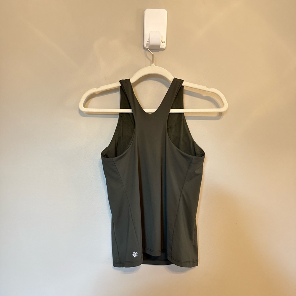 Athleta • Lightning Support Top Sz Small Olive Green Built in Bra Yoga Racerback - Picture 7 of 8